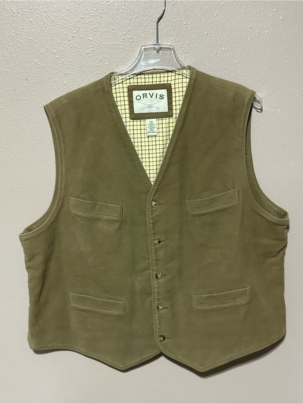 Orvis Mens Brown Button Up Vest Large Dry Clean Only - Sz XXL